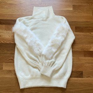 French Connection Sweater with Faux Fur Sleeves